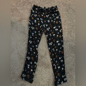 American Eagle Floral Print Black Parachute Pants